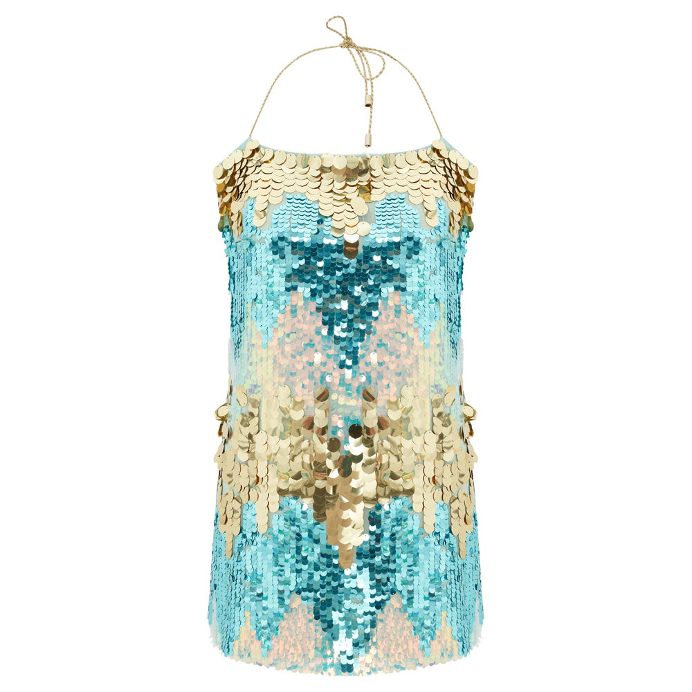 Shop online from our exclusive website and discover the Electra Dress by Nana Gotti, a strapless sequin mini dress with a halterneck design, satin lining, and elegant statement style.