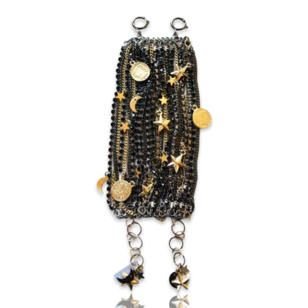 This black swarovski crystals cuff bracelet is the perfect choice for who wants to wear unique.