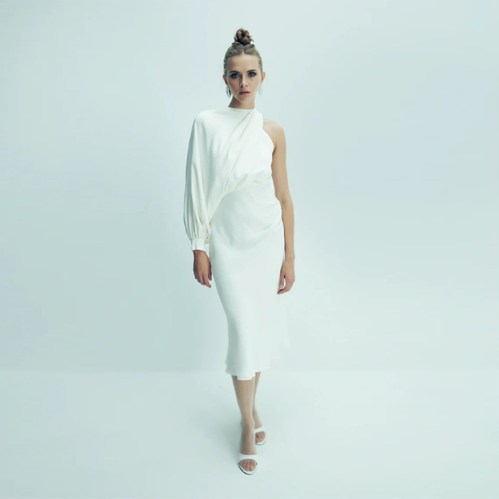 Emillien Asymmetric Satin Dress