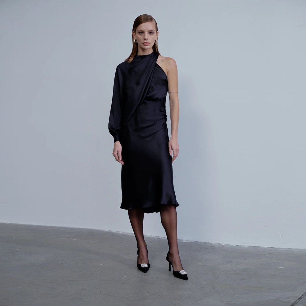 Emillien Asymmetric Satin Dress
