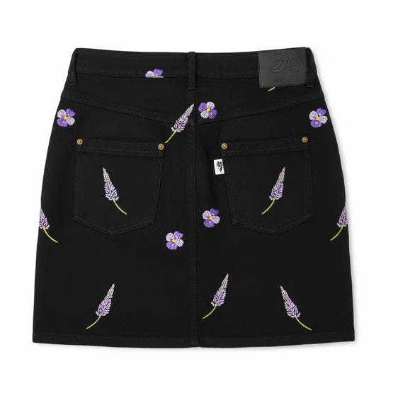 High-waisted embroidered denim skirt. Shop exclusive premium designer styles online.