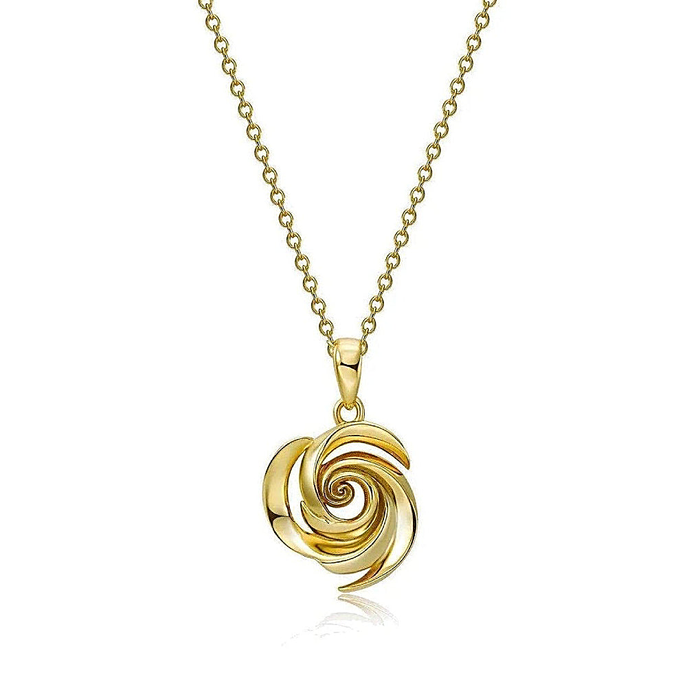 Discover the Endless Rose Gold Vermeil Necklace at The Luxe Maison, featuring an intricate spiral pendant inspired by blooming rose petals for a timeless, elegant look symbolizing beauty and grace.