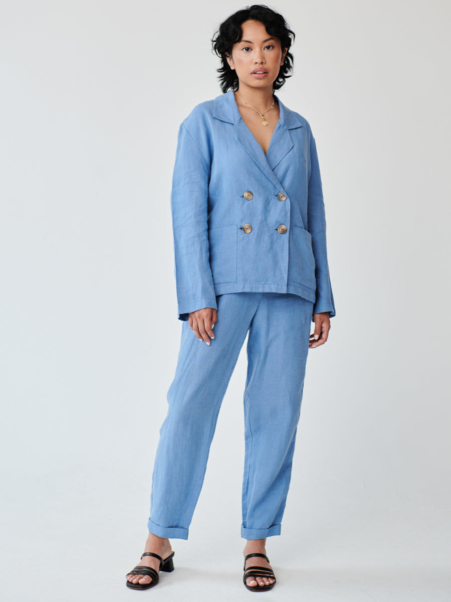 Women's Linen Suit in Blue | Sustainable | Fanfare