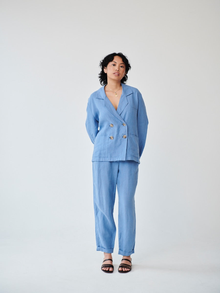 Women's Linen Suit in Blue | Sustainable | Fanfare