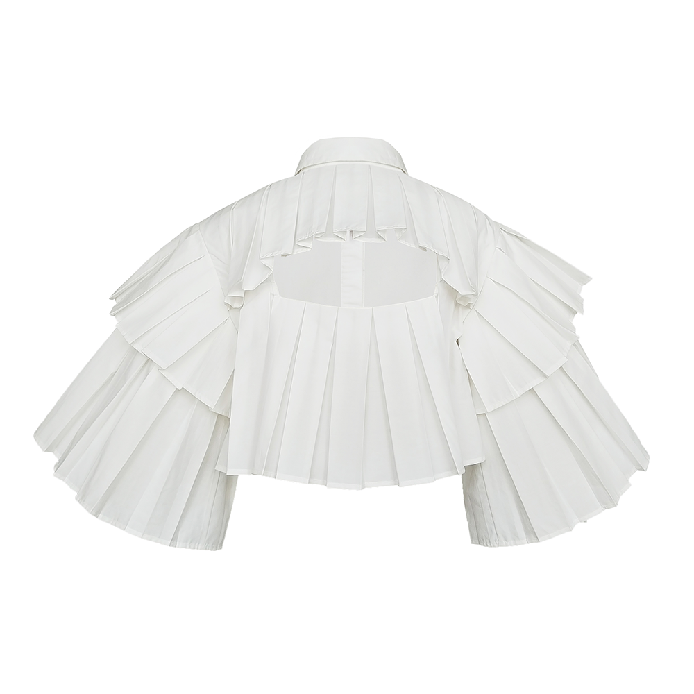 Shop Junna's Eva Organic Cotton Tiered Pleat Open Back Shirt. Perfect women’s clothing for eco-conscious shoppers.  Shop now!