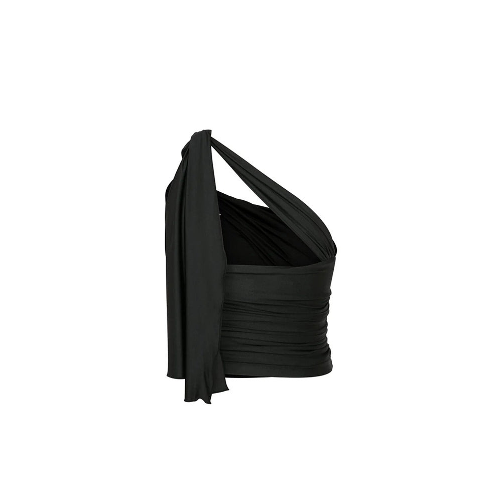 Evelyn Jersey Asymmetric Top in Black