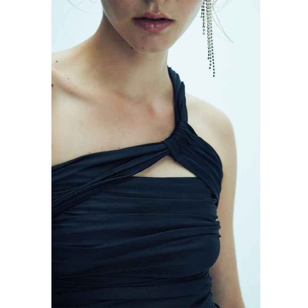 Evelyn Jersey Asymmetric Top in Black