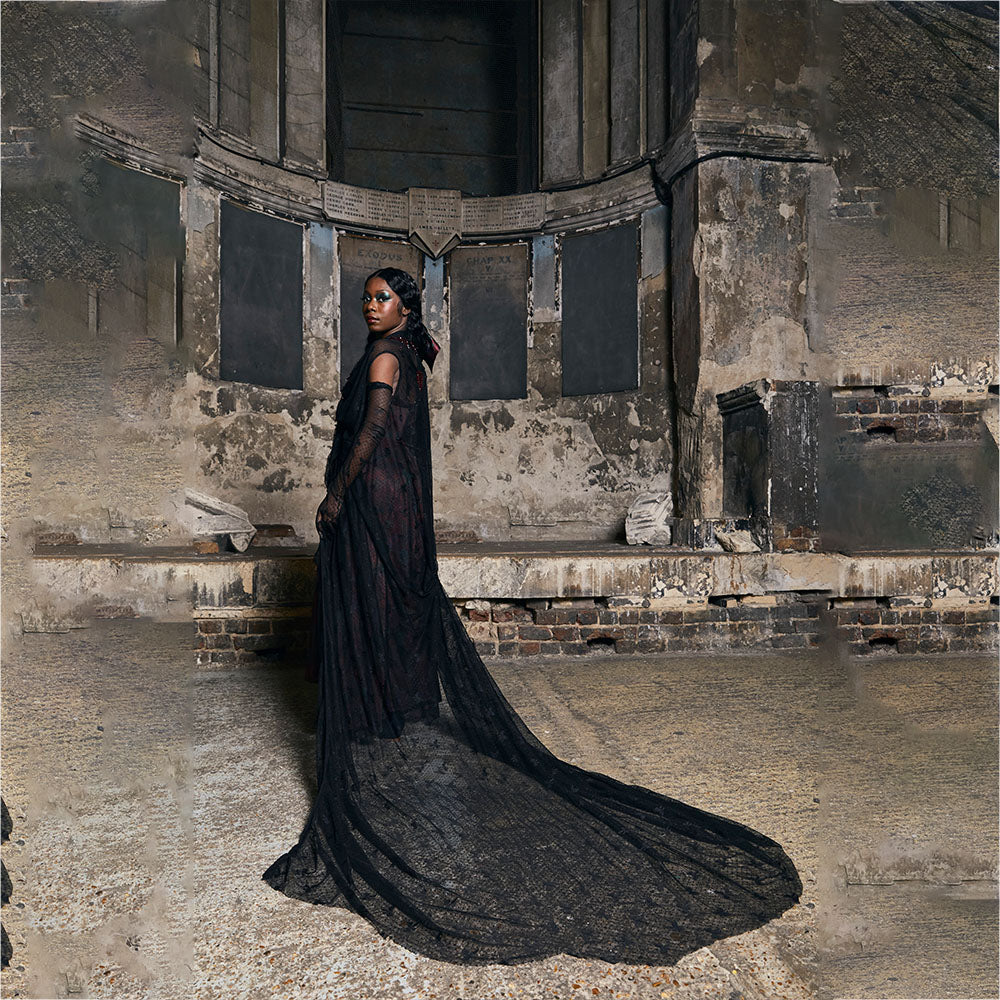 Everleigh Beaded Vest Cape In Black Bow Lace