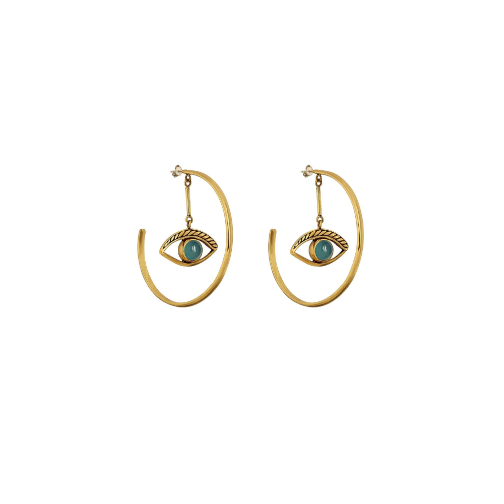 The Eya earrings are your regular hoop with the Kasha twist, that beautiful feminine topaz touch.