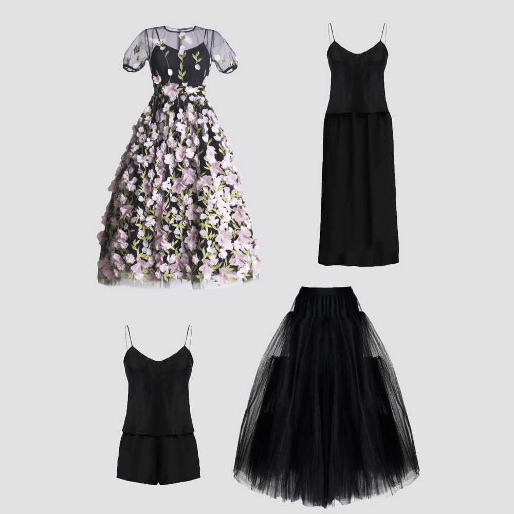 The lining of the dress consists of a 69cm length skirt, shorts, a voluminous petticoat and a separate undershirt. 