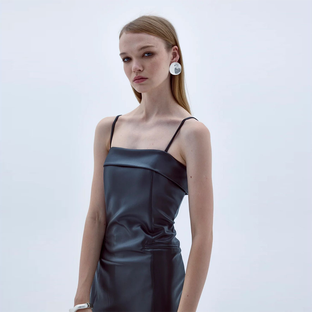 Gaia Vegan Leather Midi Dress