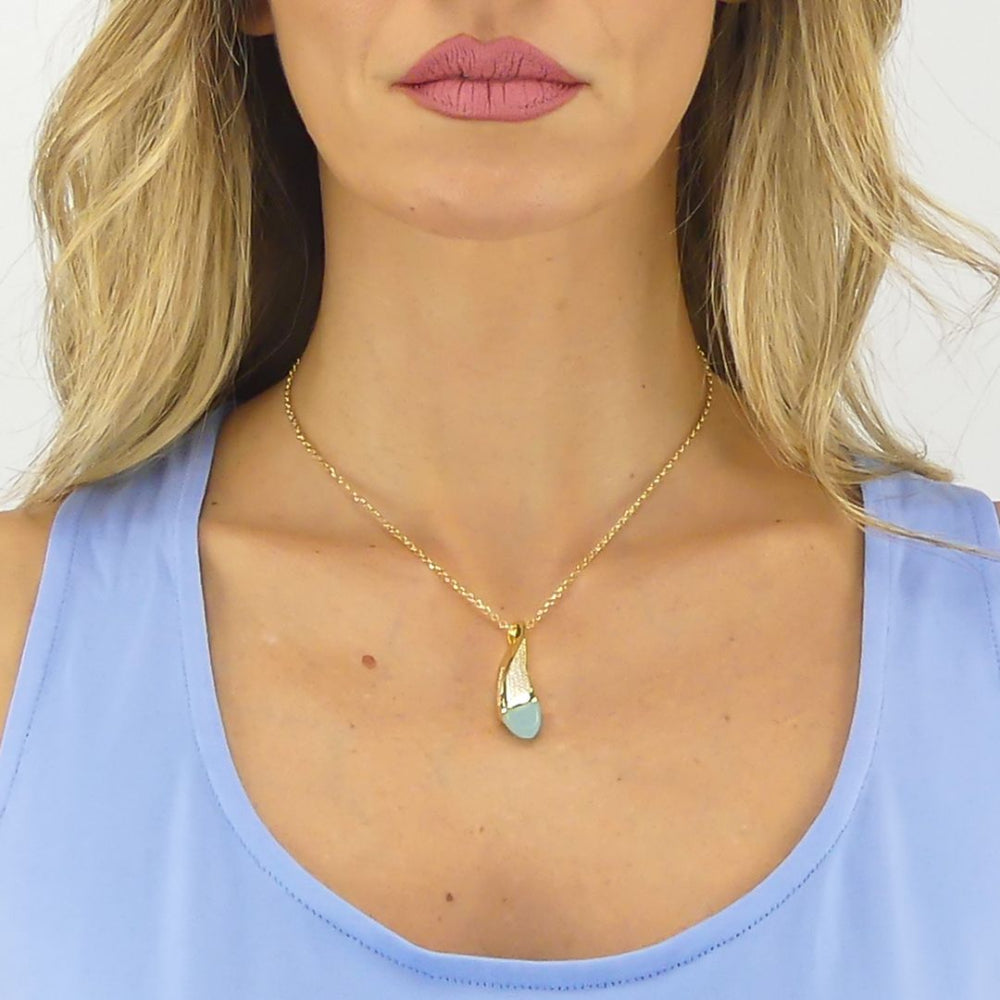 Shop online premium yellow gold teardrop pendant necklace with colored crystals and sparkling CZ stones.