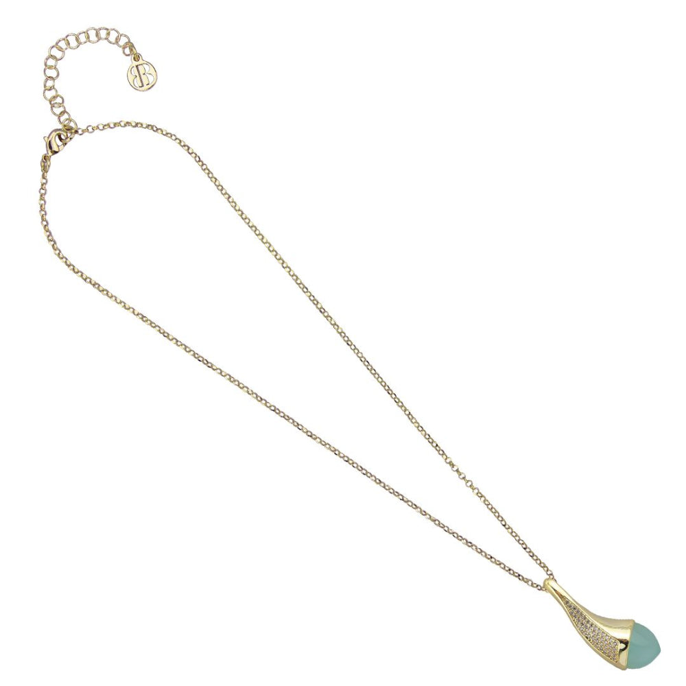 Shop online premium yellow gold teardrop pendant necklace with colored crystals and sparkling CZ stones.