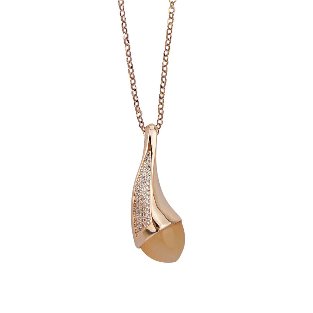 Shop online premium rose gold teardrop pendant necklace with colored crystals and sparkling CZ stones.