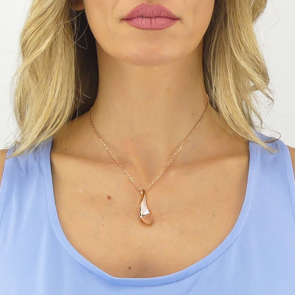 Shop online premium rose gold teardrop pendant necklace with colored crystals and sparkling CZ stones.