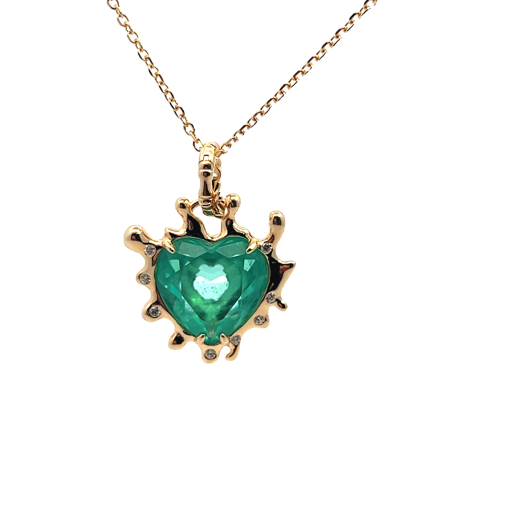 Shop online premium 18K gold-dipped Paraiba heart pendant necklace in sterling silver.