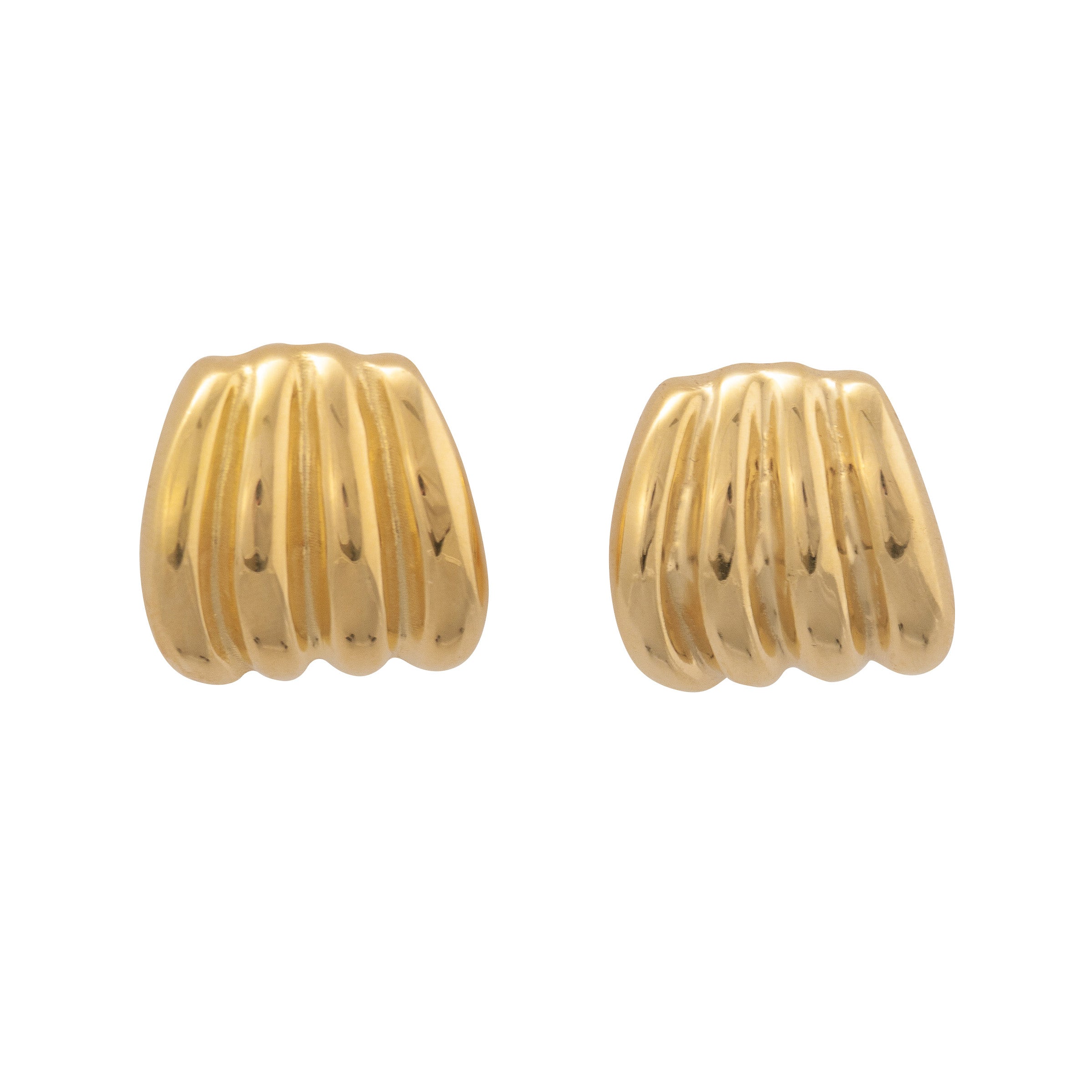 Add a touch of elegance to your clothing and accessories collection with these stunning gold ripple stud earrings. Shop Now!