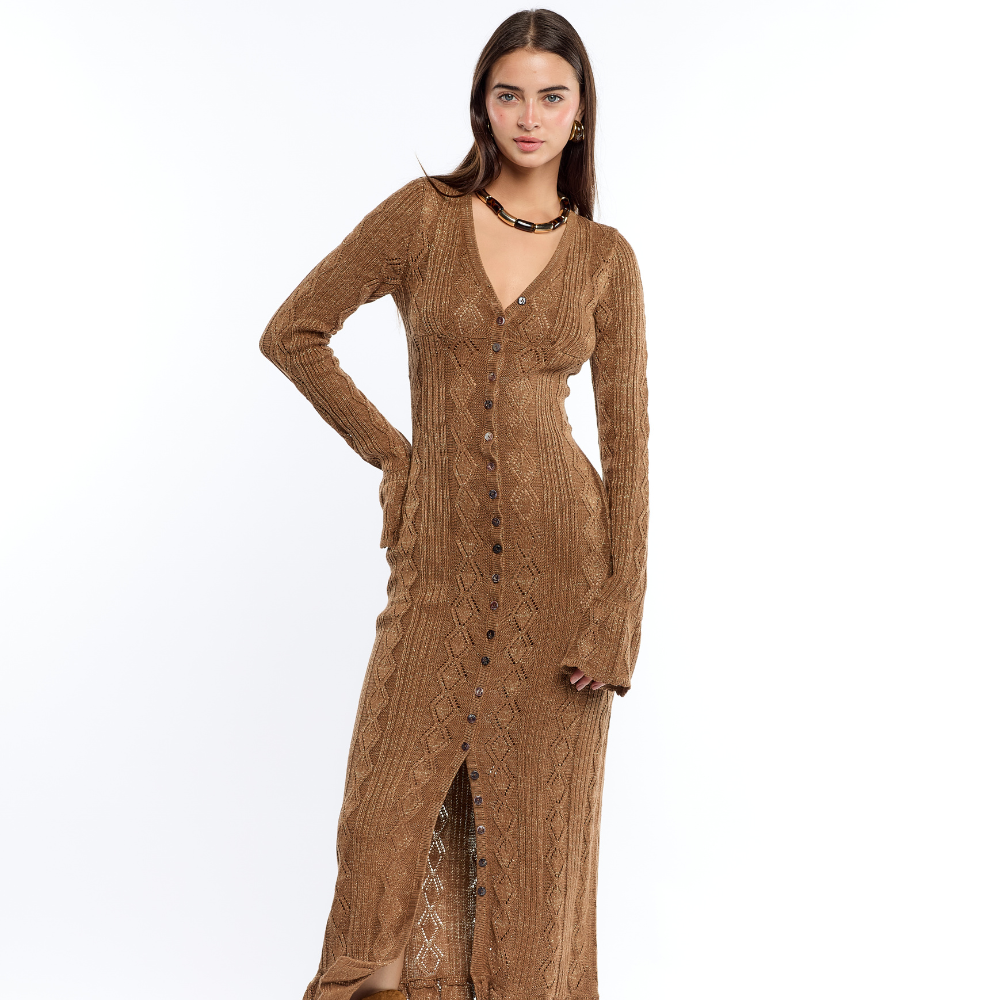 Gretta Ruffles Espresso Dress