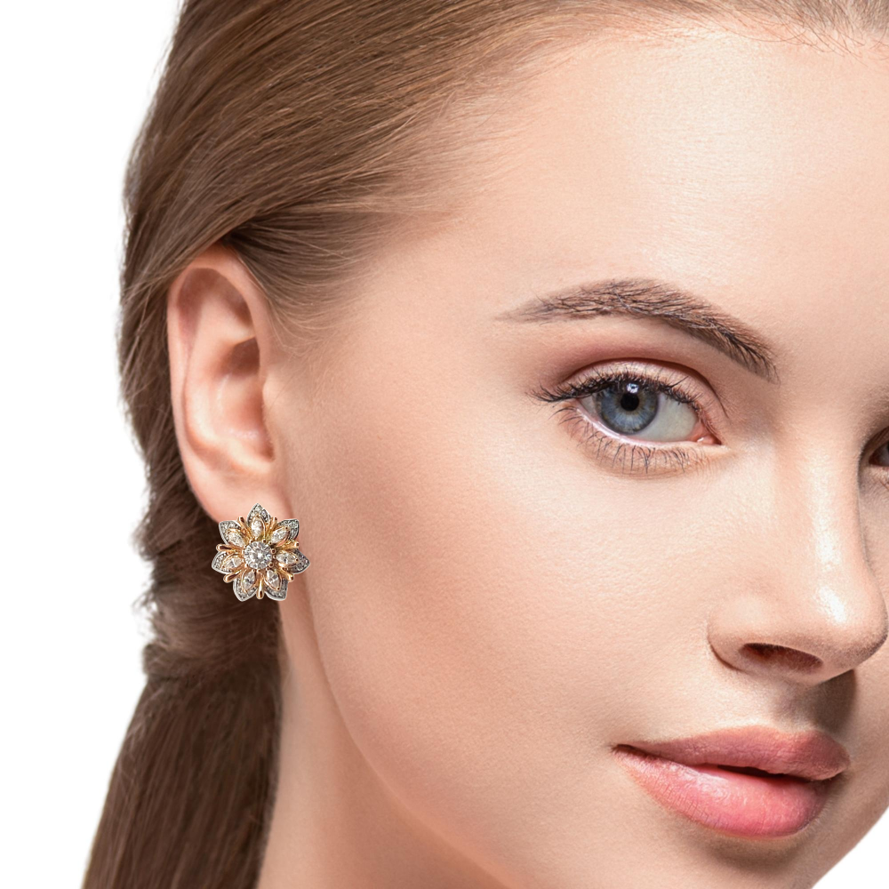 Silver Champagne Moissanite Studs