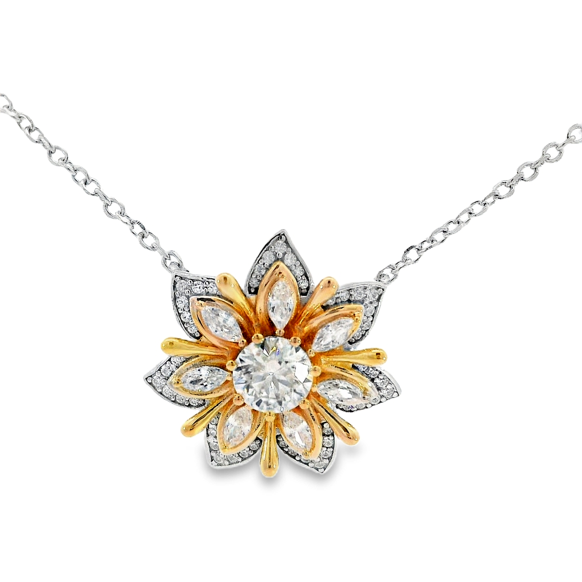 Silver Champagne Moissanite Necklace