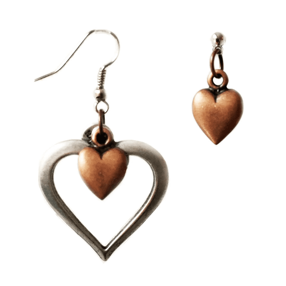 Handmade heart drop heart earrings with hand varnished, hypo-allergenic and made with love.