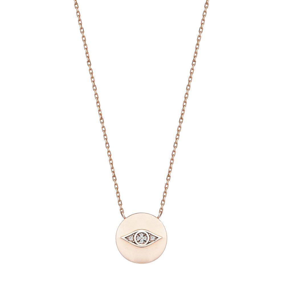 18ct Rose Gold Plated Pendant.925 Sterling Silver.Zircon & Natural Stones.Stone Colour: White.