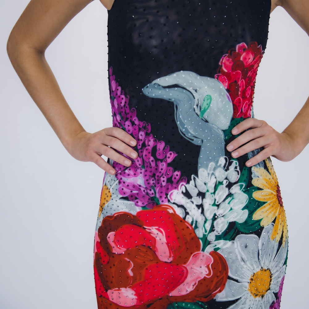 Vibrant floral mesh dress in recycled fabric. Flattering day-to-night fit. Shop premium styles online.