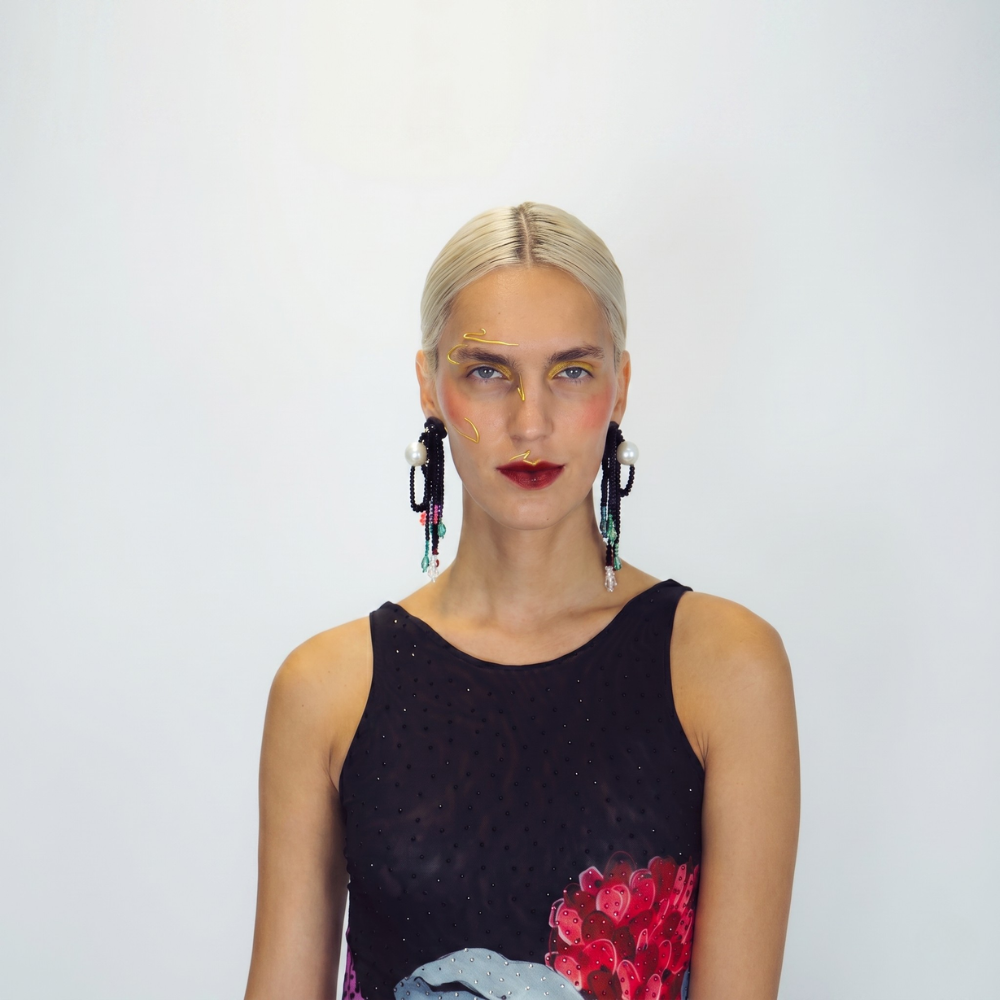 Vibrant floral mesh dress in recycled fabric. Flattering day-to-night fit. Shop premium styles online.