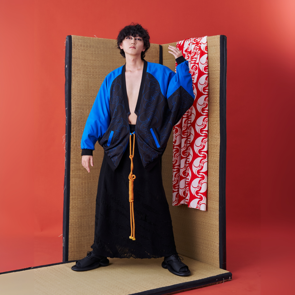 Elegant INF Deconstructed Japanese Kimono-inspired Baseball Jacket for clothing store for women. Shop Now!