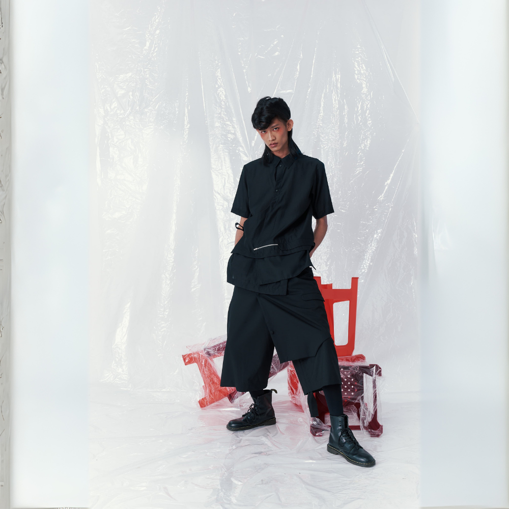 Modern designer wear INF Multi Layered Pocket Short Sleeve Shirt Shop Now!