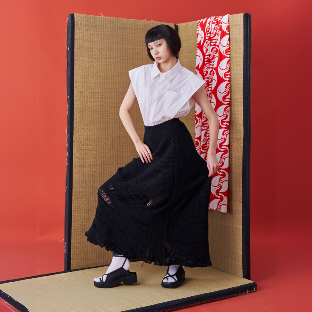 Explore INF Tiger Stripe Knit Long Skirt at our online clothing store. Shop Now!