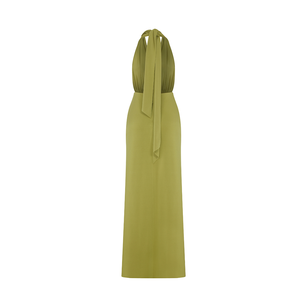 Ines Jersey Long Dress in Green Glow