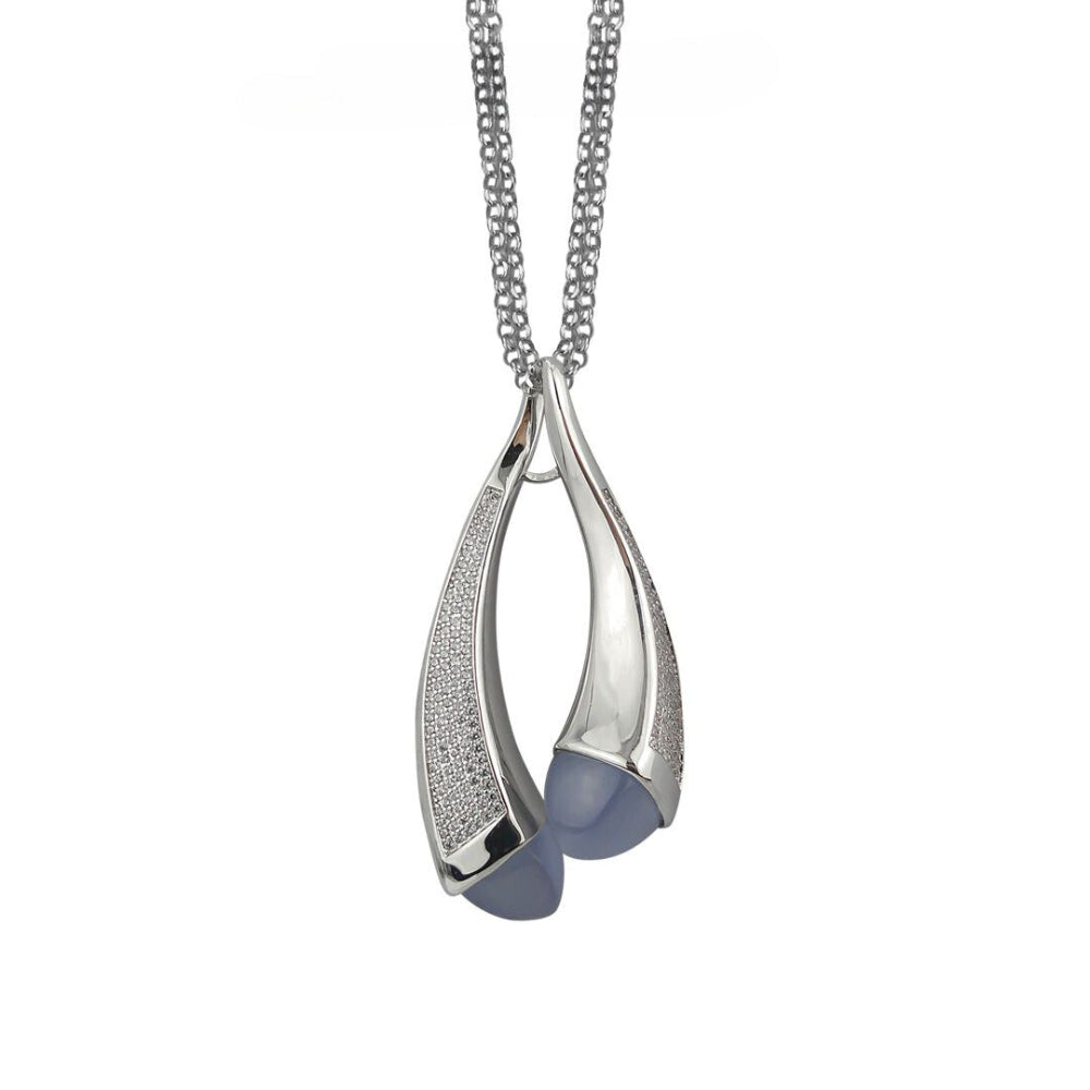 Shop online premium rhodium plated pendant necklace with colored crystals and sparkling cubic zirconia stones.