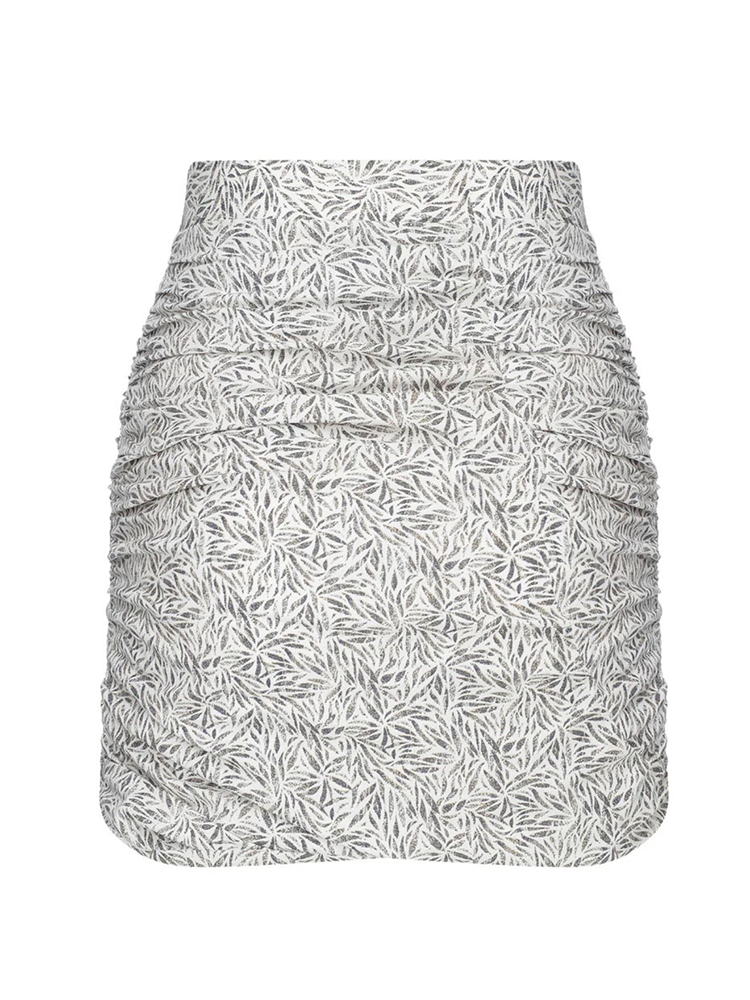 Jace Ruched Skirt White Printed