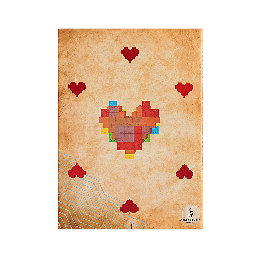 Discover the Jack of My Hearts Notebook at The Luxe Maison, featuring a Lego-inspired design, translucent vellum cover, and premium writing pages. Made in Dubai.