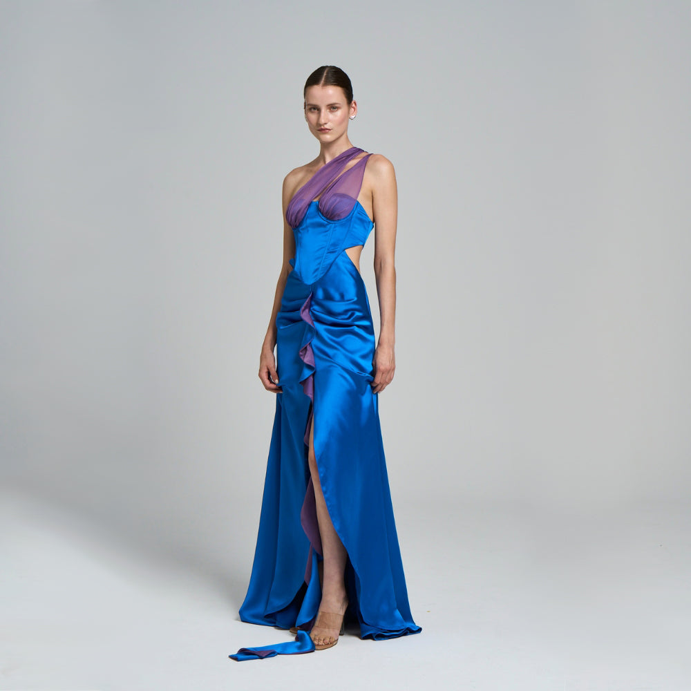 Maxi Evening Dress .Flywheel detail .Underwire .Draped .Cut-out detail .