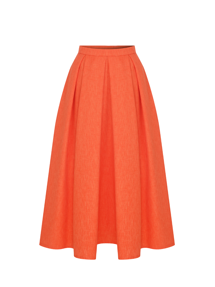 June Midi Skirt in Spicy Orange