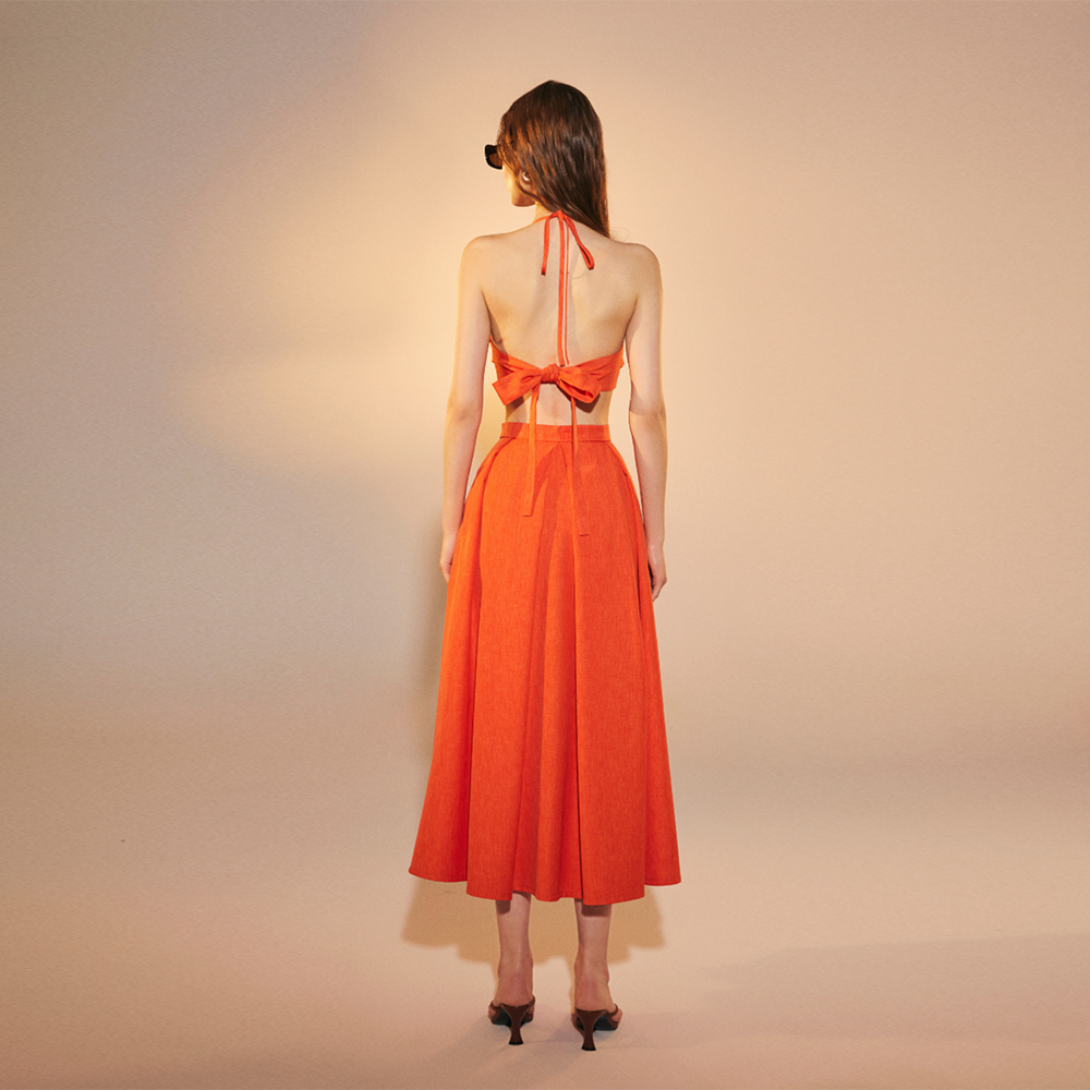 June Midi Skirt in Spicy Orange