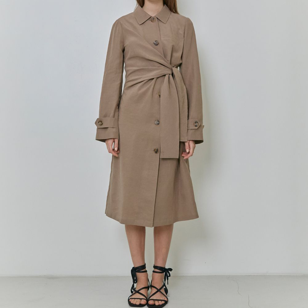 Knotted Detail Tencel And Linen-Blend Coat