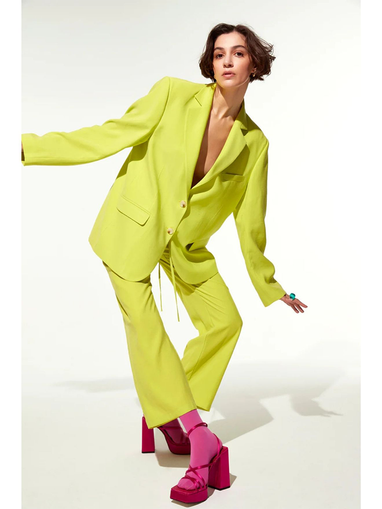 Kyra Cropped Trousers in Lime