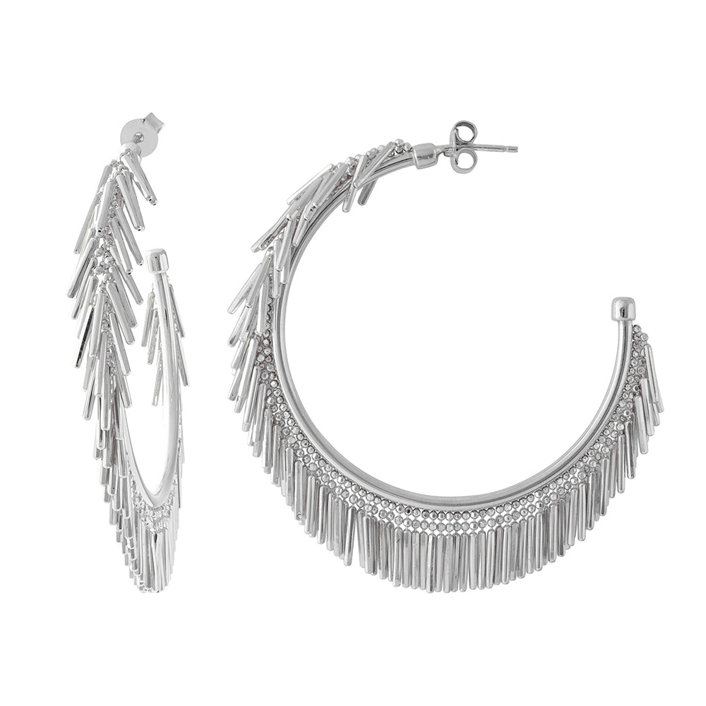 Discover our Large Silver Tassel Hoop Earrings, the perfect luxe accessory to enhance any outfit. Shop Now!