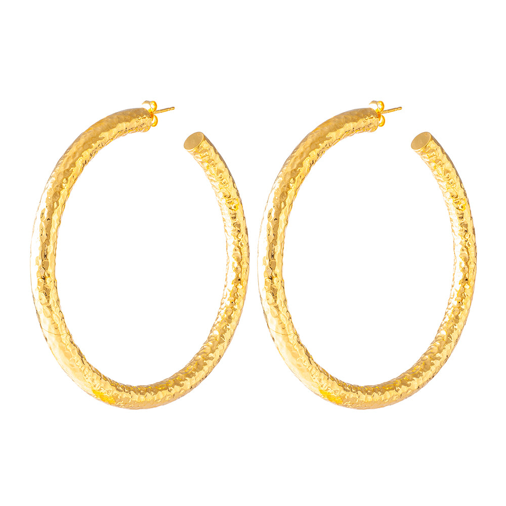 Add a touch of elegance with our Large Gold Hammered Hoop Earrings, available now at our online accessories store. Shop Now!