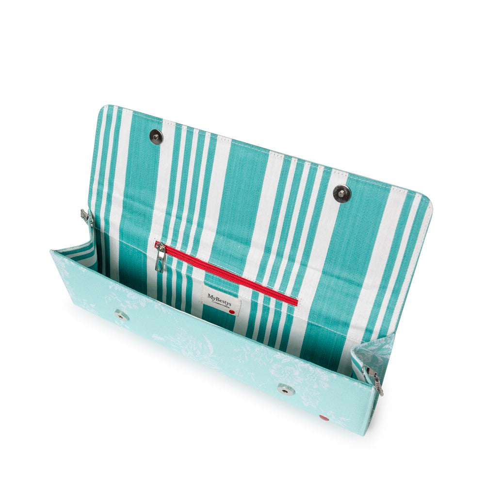 Larguissima Floral Blue compact bag with detachable strap in chic style Shop Now!