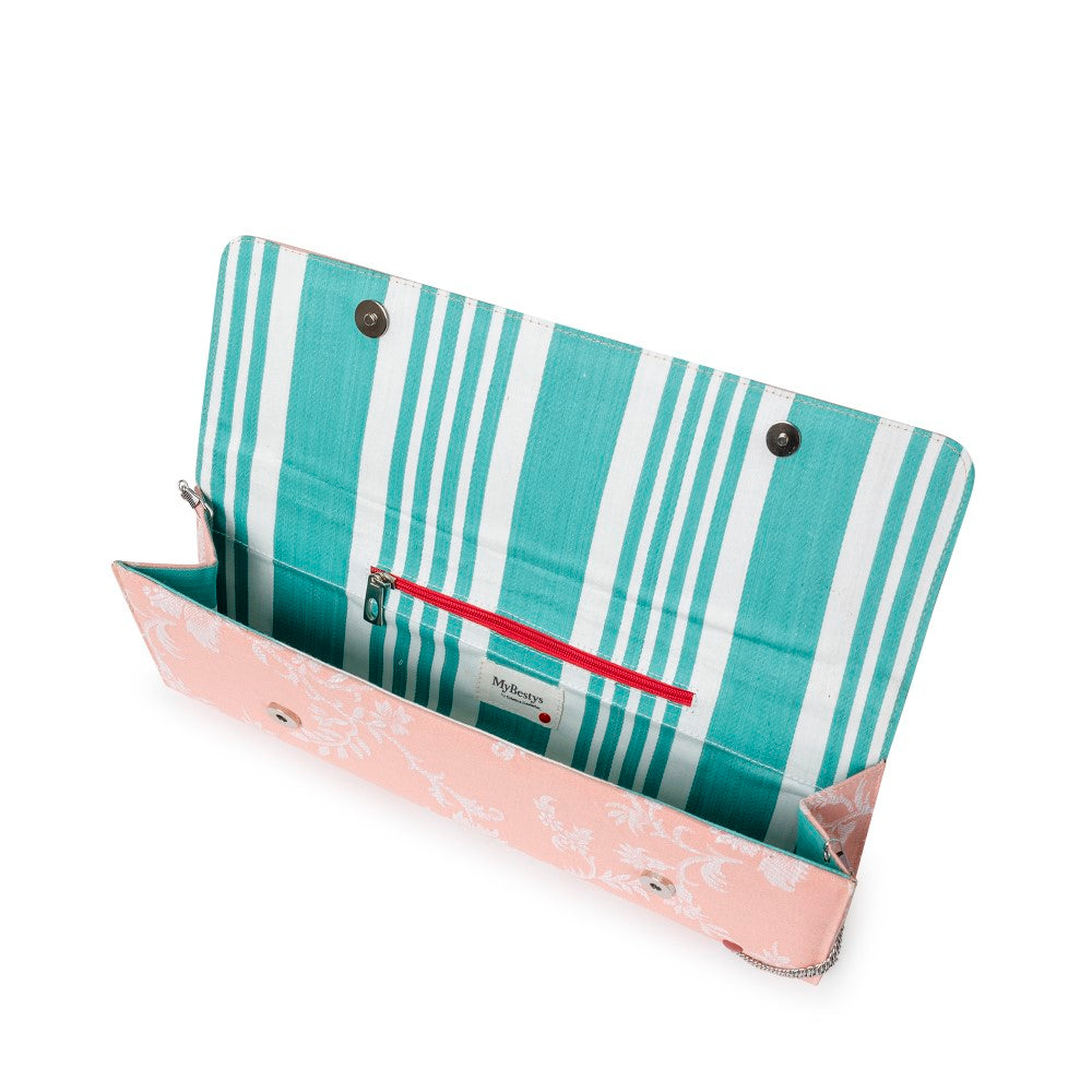 Larguissima Floral Pink compact bag with detachable strap in soft elegance Shop Now!