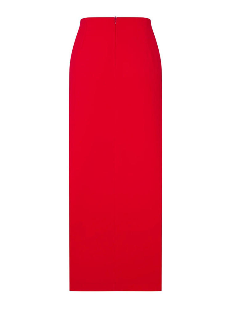 Lea Crepe Maxi Skirt in Paprika Red