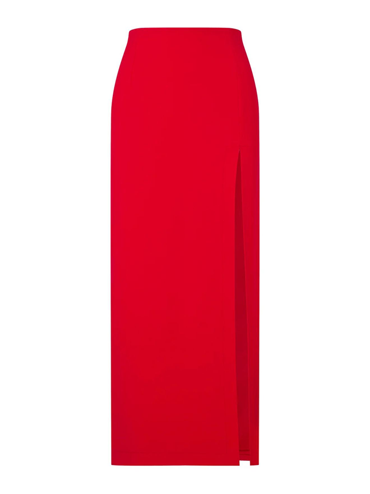 Lea Crepe Maxi Skirt in Paprika Red