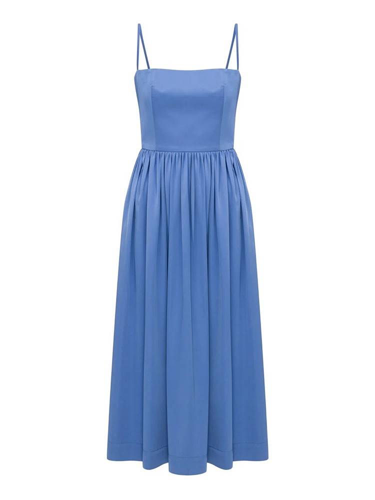 Liette Satin Midi Dress in Ultramarine