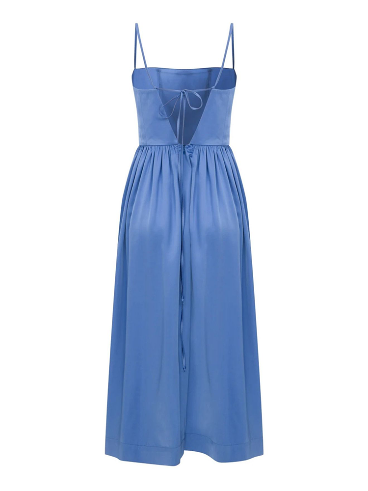 Liette Satin Midi Dress in Ultramarine