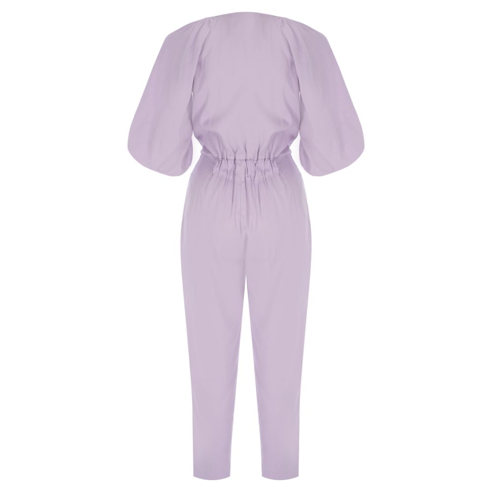 LILAC PRINCESS-SLEEVE CANVAS JUMPSUIT 97% COTTON /3% EA