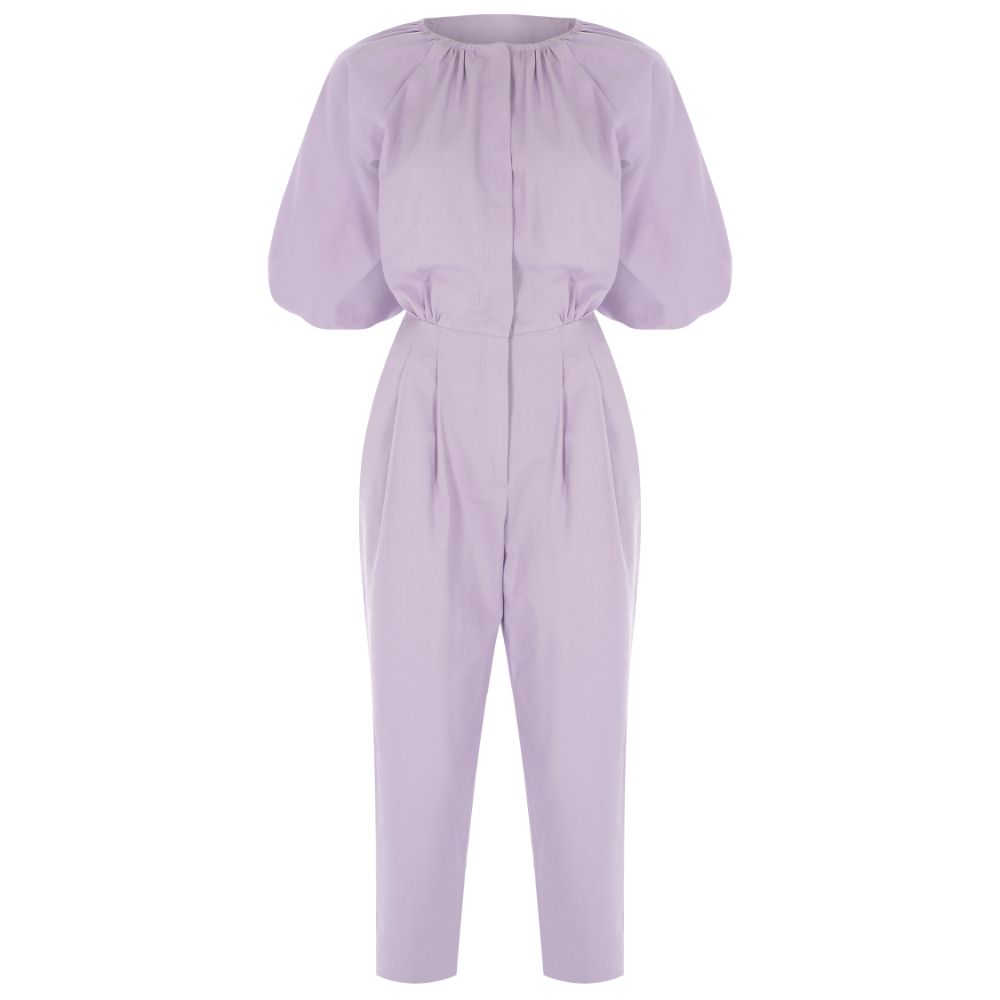 LILAC PRINCESS-SLEEVE CANVAS JUMPSUIT 97% COTTON /3% EA